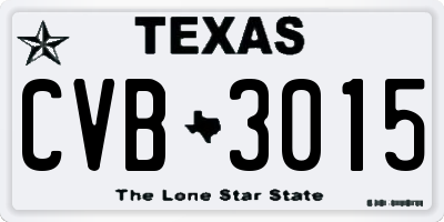 TX license plate CVB3015