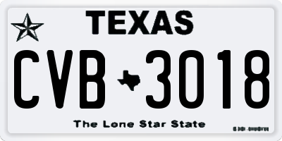 TX license plate CVB3018