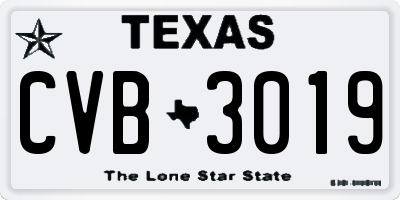 TX license plate CVB3019