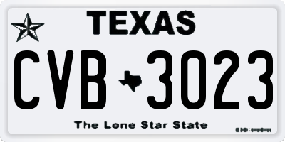 TX license plate CVB3023