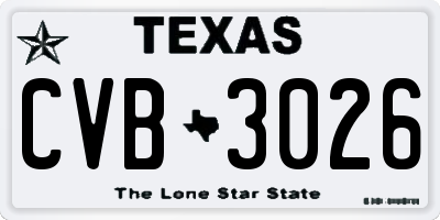 TX license plate CVB3026