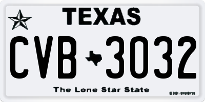 TX license plate CVB3032