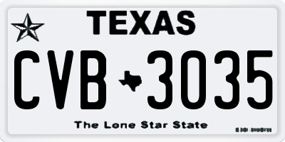 TX license plate CVB3035