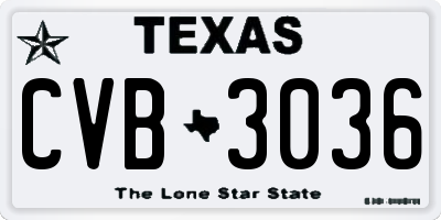 TX license plate CVB3036