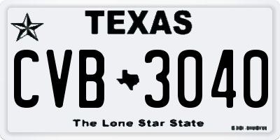TX license plate CVB3040