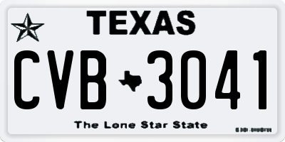 TX license plate CVB3041
