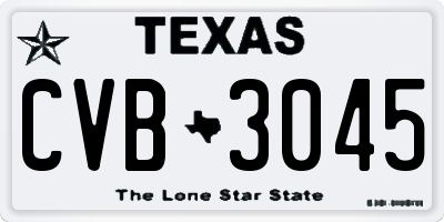 TX license plate CVB3045