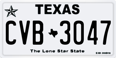 TX license plate CVB3047