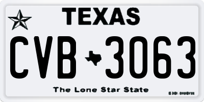TX license plate CVB3063