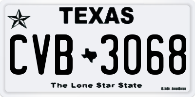 TX license plate CVB3068