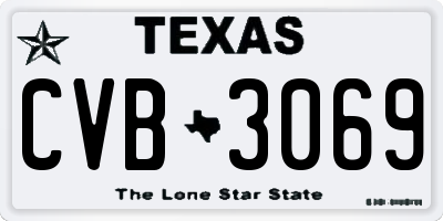 TX license plate CVB3069