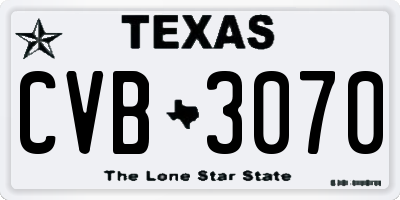 TX license plate CVB3070