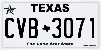 TX license plate CVB3071