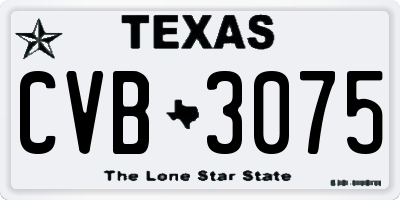 TX license plate CVB3075