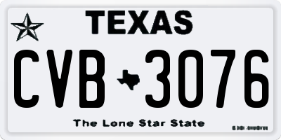 TX license plate CVB3076