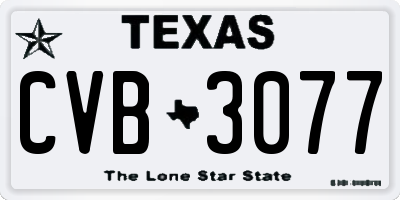 TX license plate CVB3077
