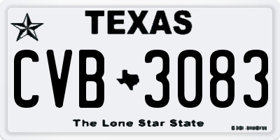 TX license plate CVB3083