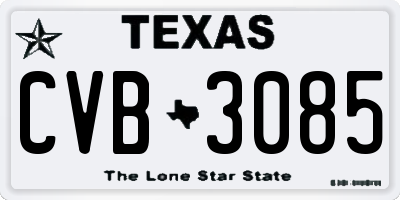 TX license plate CVB3085