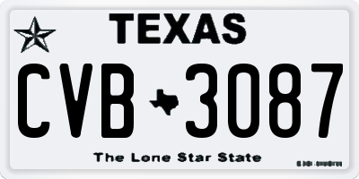 TX license plate CVB3087