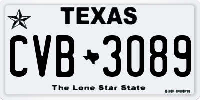 TX license plate CVB3089
