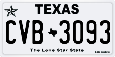 TX license plate CVB3093