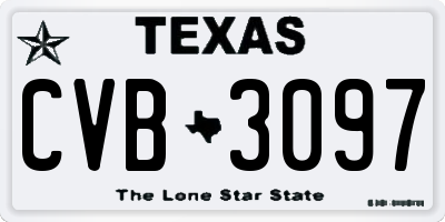 TX license plate CVB3097