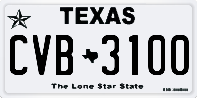 TX license plate CVB3100