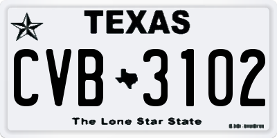 TX license plate CVB3102