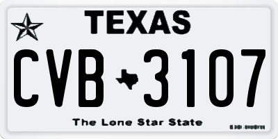 TX license plate CVB3107