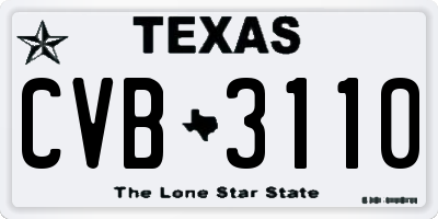 TX license plate CVB3110