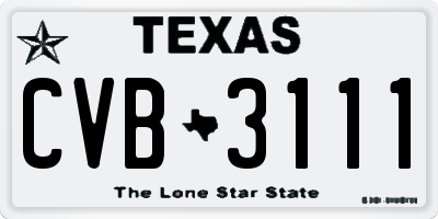 TX license plate CVB3111