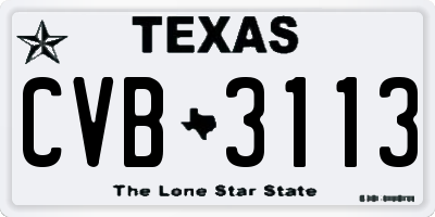 TX license plate CVB3113