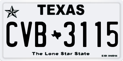 TX license plate CVB3115