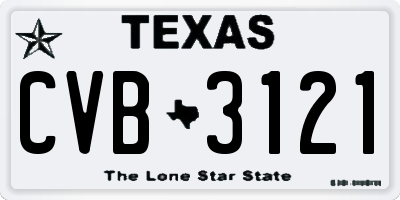 TX license plate CVB3121