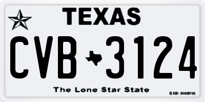 TX license plate CVB3124