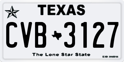 TX license plate CVB3127