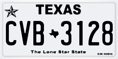 TX license plate CVB3128