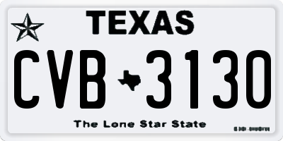 TX license plate CVB3130