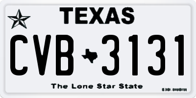 TX license plate CVB3131