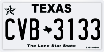 TX license plate CVB3133