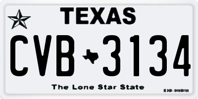 TX license plate CVB3134