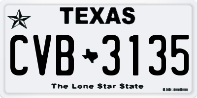 TX license plate CVB3135