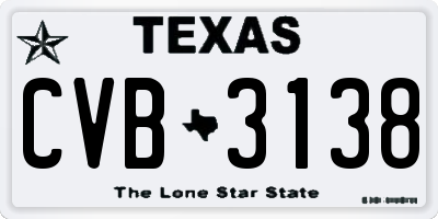 TX license plate CVB3138