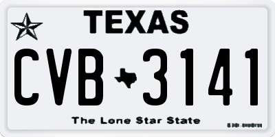 TX license plate CVB3141