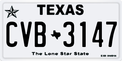 TX license plate CVB3147