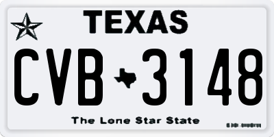 TX license plate CVB3148