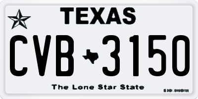 TX license plate CVB3150