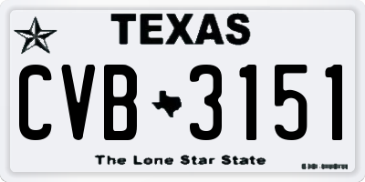 TX license plate CVB3151