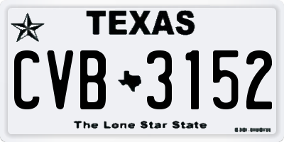 TX license plate CVB3152