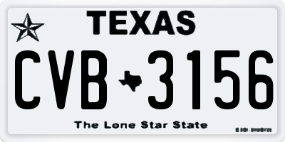 TX license plate CVB3156
